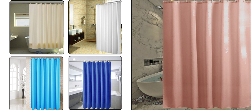 White Colour Waterline Bathroom Plain Shower Curtain Inc 12x Hook Rings 