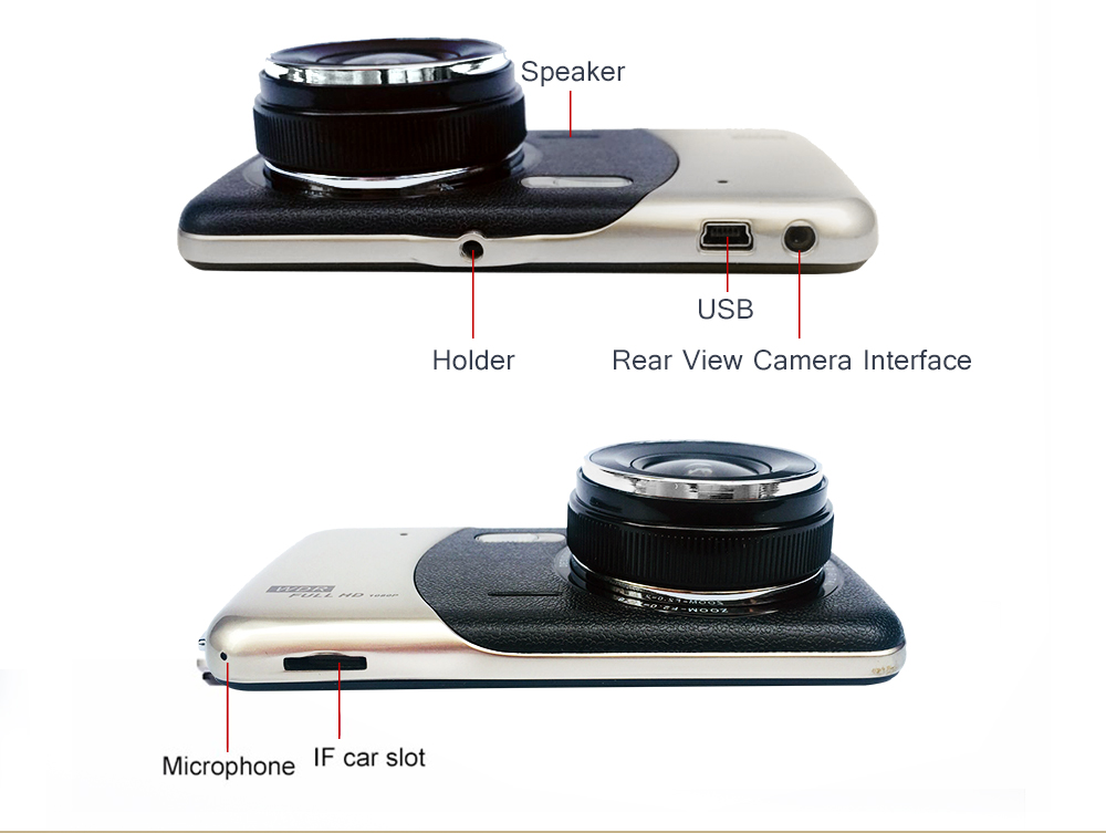 4" Car HD 1080P Dual Lens DVR Dash Cam Camera Front&Rear Video Recorder